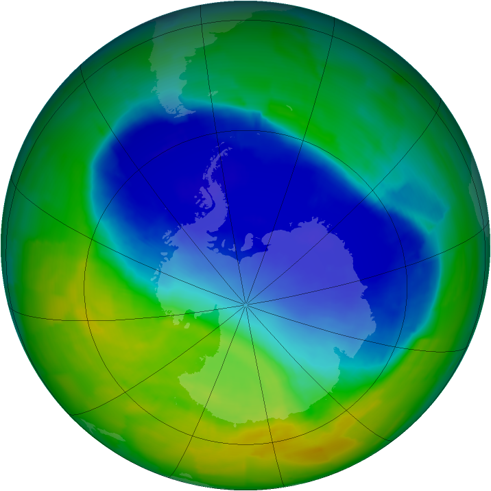 Antarctic ozone map for 16 November 2011